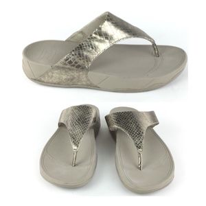 Fitflop Lulu Metallic Faux Snake Skin Sandals 10